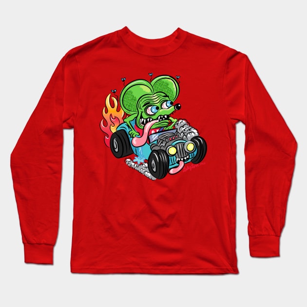 Hot Rod Rat Long Sleeve T-Shirt by LADYLOVE